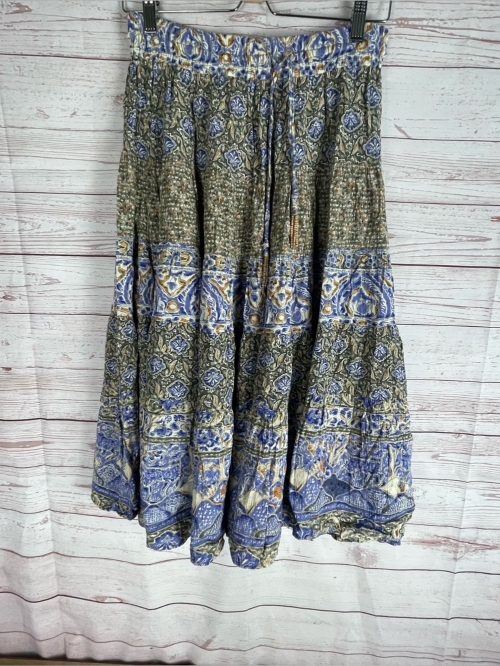 VTG Carole Little Maxi Skirt Sz 14 Beaded Tassels Boho Hippie Festival